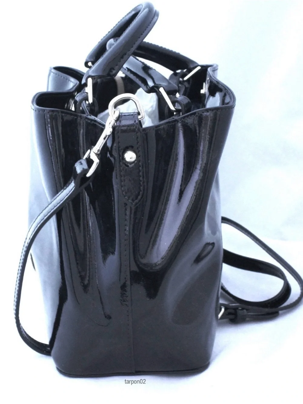 Dooney & Bourke Black Patent Satchel with Crossbody Strap